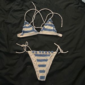 Tularosa knit triangle bikini top and tie bottom | S